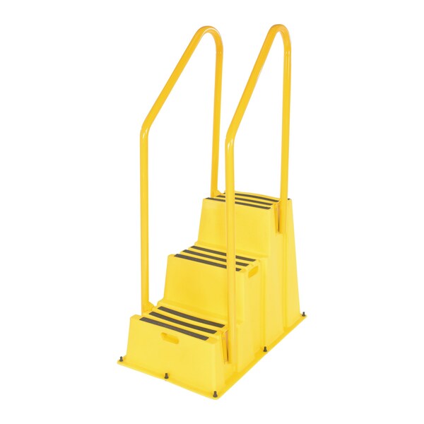 3 Step Yellow Polyethylene Nestable With Handrails